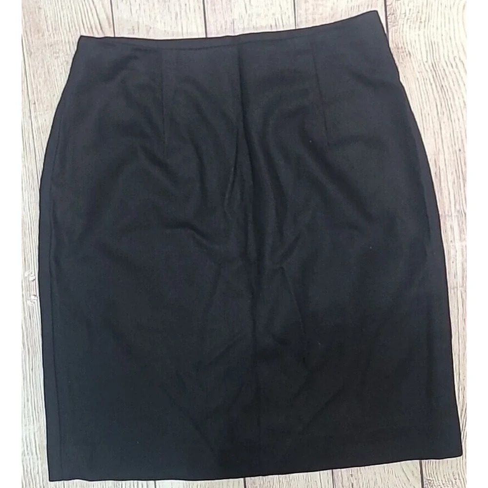 Vintage Emily John Meyer of Norwich Wool Skirt Women's 12 Black Lined Career